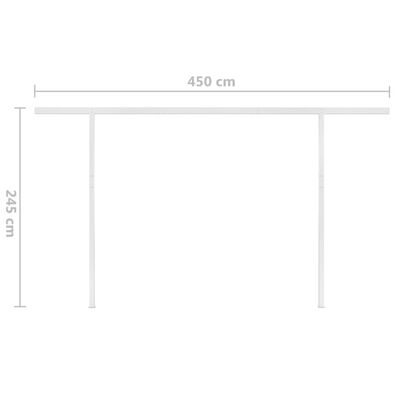 vidaXL Markise Manuell Einziehbar mit Pfosten 4,5x3,5 m Gelb & Weiß