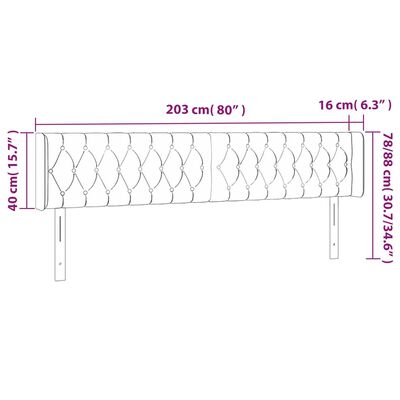 vidaXL Kopfteil mit Ohren Rosa 203x16x78/88 cm Samt