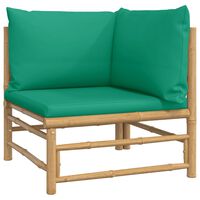 vidaXL Garten-Ecksofa mit Grünen Kissen Bambus