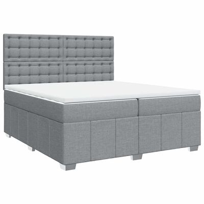 vidaXL Boxspringbett mit Matratze Hellgrau 200x200 cm Stoff