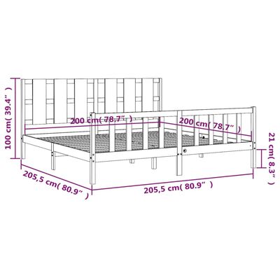 vidaXL Massivholzbett mit Kopfteil Weiß 200x200 cm