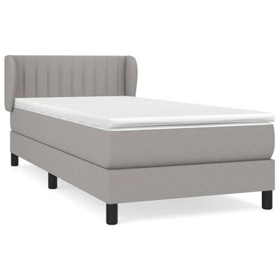 vidaXL Boxspringbett mit Matratze Hellgrau 90x200 cm Stoff