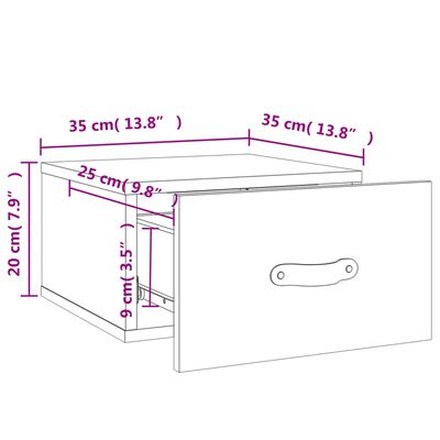 vidaXL Wand-Nachttische 2 Stk. Schwarz 35x35x20 cm