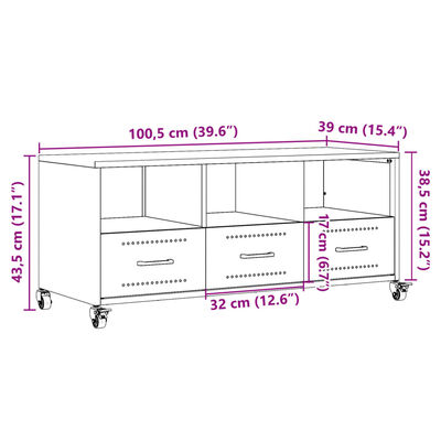 vidaXL TV-Schrank Olivgrün 100,5x39x43,5 cm Stahl