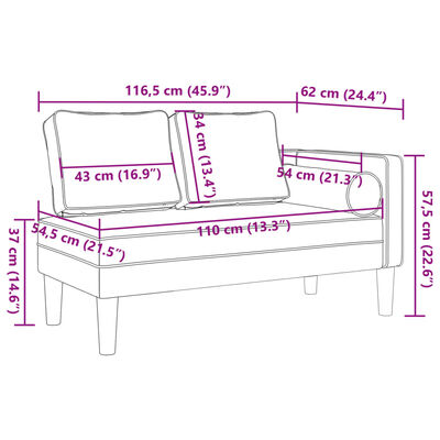 vidaXL Chaiselongue mit Kissen Schwarz Kunstleder