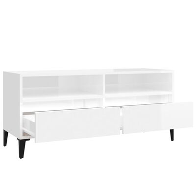 vidaXL TV-Schrank Hochglanz-Weiß 100x34,5x44,5 cm Holzwerkstoff