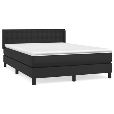 vidaXL Boxspringbett mit Matratze Schwarz 140x200 cm Kunstleder