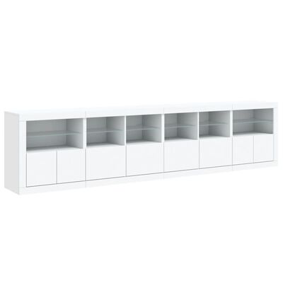 vidaXL Sideboard mit LED-Leuchten Weiß 283x37x67 cm