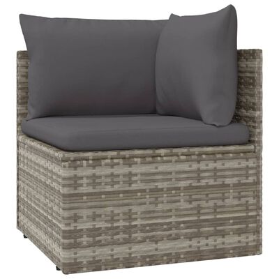 vidaXL 9-tlg. Garten-Lounge-Set mit Kissen Grau Poly Rattan