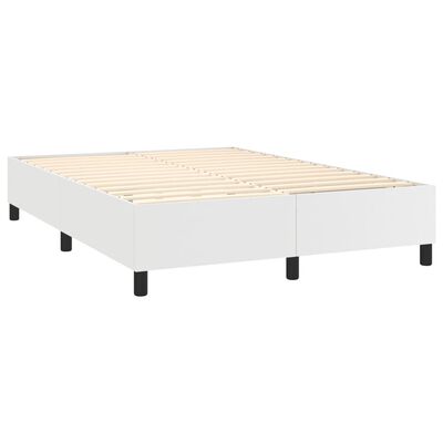 vidaXL Boxspringbett mit Matratze & LED Weiß 140x200 cm Kunstleder