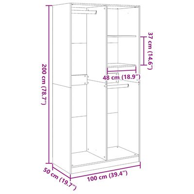 vidaXL Kleiderschrank Räuchereiche 100x50x200 cm Holzwerkstoff