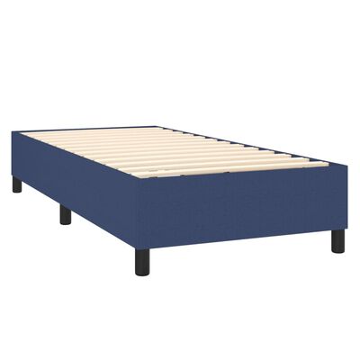 vidaXL Boxspringbett mit Matratze & LED Blau 90x200 cm Stoff