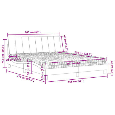 vidaXL Bett mit Matratze Blau 160x200 cm Samt