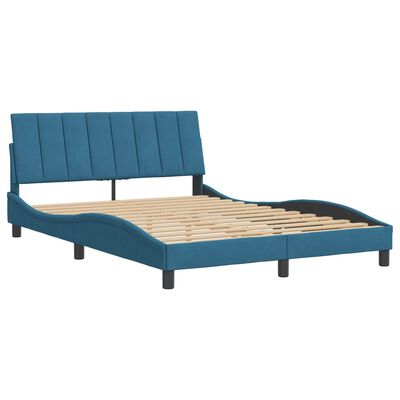 vidaXL Bettgestell mit Kopfteil Blau 140x190 cm Samt