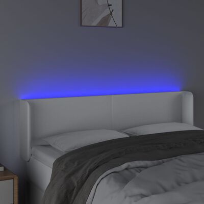 vidaXL LED Kopfteil Weiß 147x16x78/88 cm Kunstleder