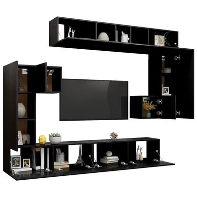 vidaXL 8-tlg. TV-Schrank-Set Schwarz Holzwerkstoff