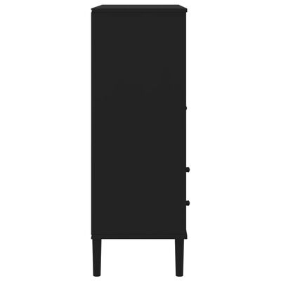 vidaXL Highboard SENJA Rattan-Optik Schwarz 90x40x112 cm Kiefernholz