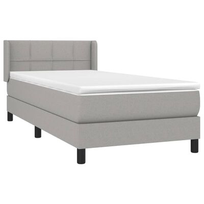 vidaXL Boxspringbett mit Matratze Hellgrau 100x200 cm Stoff