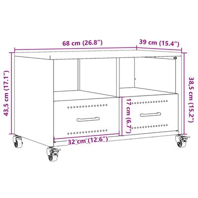 vidaXL TV-Schrank Rosa 68x39x43,5 cm Stahl