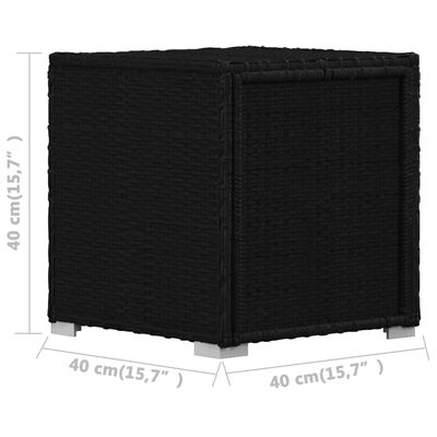 vidaXL Sonnenliege mit Auflage und Teetisch Poly Rattan Schwarz