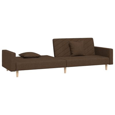 vidaXL Schlafsofa 2-Sitzer mit 2 Kissen Braun Stoff