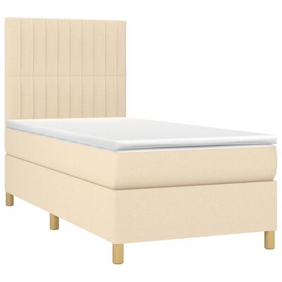 vidaXL Boxspringbett mit Matratze Creme 80x200 cm Stoff