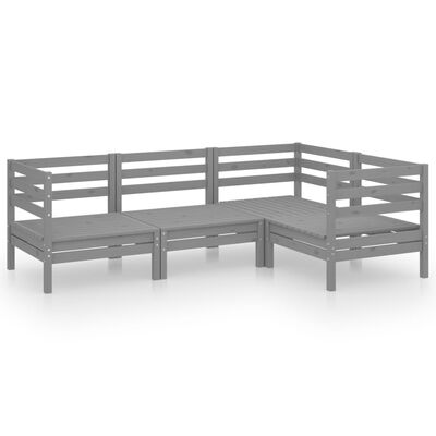 vidaXL 4-tlg. Garten-Lounge-Set Massivholz Kiefer Grau