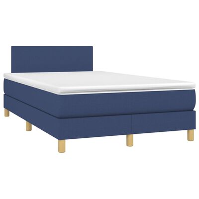 vidaXL Boxspringbett mit Matratze Blau 120x200 cm Stoff