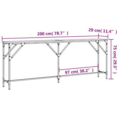 vidaXL Konsolentisch Grau Sonoma 200x29x75 cm Holzwerkstoff