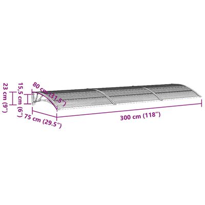 vidaXL Türvordach Grau 300x75 cm Polycarbonat