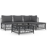 vidaXL 5-tlg. Garten-Lounge-Set mit Kissen Anthrazit Stahl