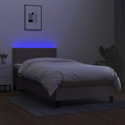 vidaXL Boxspringbett mit Matratze & LED Taupe 90x190 cm Stoff