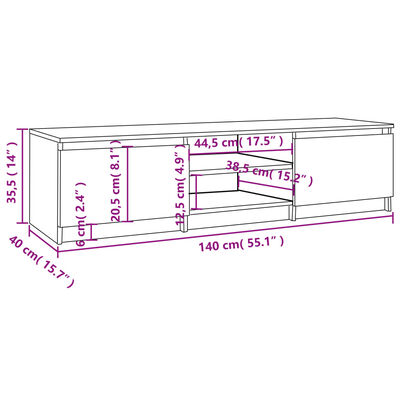 vidaXL TV-Schrank Räuchereiche 140x40x35,5 cm Holzwerkstoff