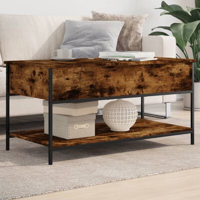 vidaXL Couchtisch Räuchereiche 100x50x50 cm Holzwerkstoff und Metall