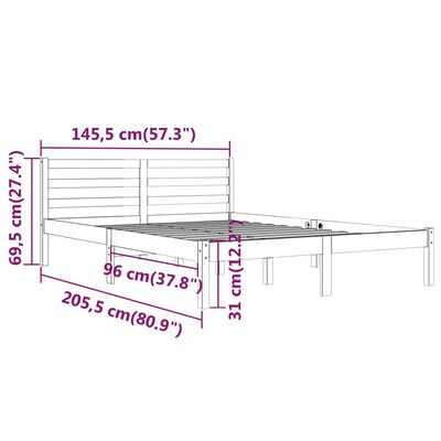 vidaXL Massivholzbett Kiefer 140x200 cm Weiß