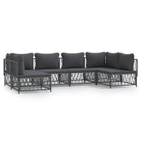 vidaXL 6-tlg. Garten-Lounge-Set mit Kissen Anthrazit Stahl