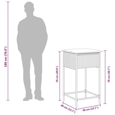 vidaXL 3-tlg. Gartenbar-Set mit Kissen Braun Poly Rattan