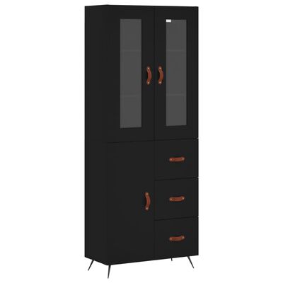 vidaXL Highboard Schwarz 69,5x34x180 cm Holzwerkstoff