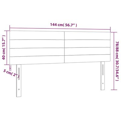 vidaXL LED Kopfteil Dunkelbraun 144x5x78/88 cm Stoff