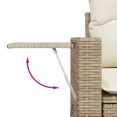 vidaXL 7-tlg. Garten-Sofagarnitur mit Kissen Beige Poly Rattan