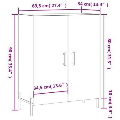 vidaXL Sideboard Räuchereiche 69,5x34x90 cm Holzwerkstoff