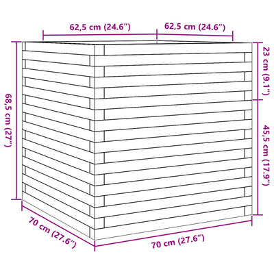 vidaXL Pflanzkübel 70x70x68,5 cm Kiefernholz Imprägniert