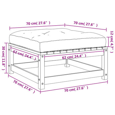 vidaXL Gartenhocker mit Kissen Wachsbraun Massivholz Kiefer