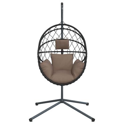 vidaXL Hängesessel Ei-Design mit Ständer Taupe Rattan und Stahl