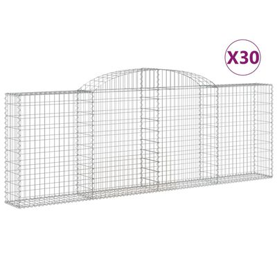 vidaXL Gabionen mit Hochbogen 30 Stk 300x30x100/120cm Verzinktes Eisen