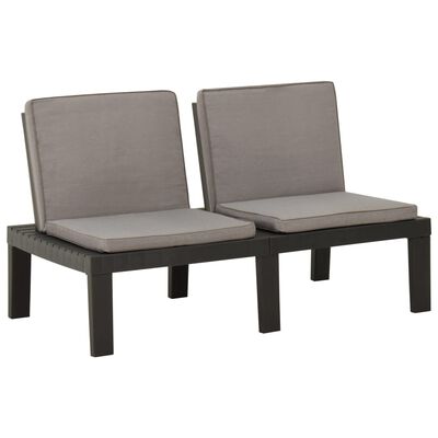 vidaXL 3-tlg. Garten-Lounge-Set mit Kissen Kunststoff Grau