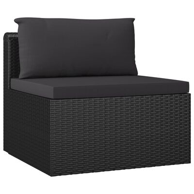 vidaXL 9-tlg. Garten-Lounge-Set mit Kissen Poly Rattan Schwarz