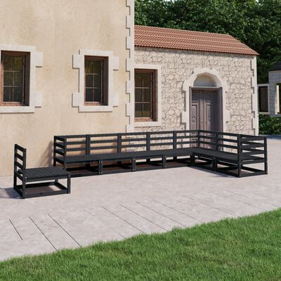 vidaXL 8-tlg. Garten-Lounge-Set Schwarz Massivholz Kiefer