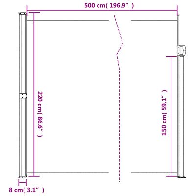 vidaXL Seitenmarkise Ausziehbar Taupe 220x500 cm