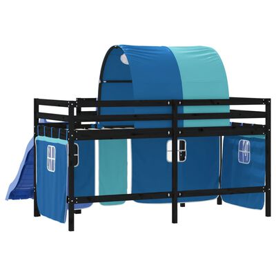 vidaXL Kinderhochbett mit Tunnel Blau 80x200 cm Massivholz Kiefer